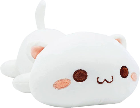 Onsoyours Cute Kitten Plush Toy Stuffed Animal Pet Kitty Soft Anime Cat Plush Pillow for Kids (White A, 12")