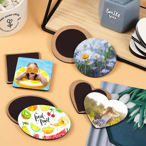 20 Pieces Sublimation Blank Fridge Magnets DIY Decorative Refrigerator Magnets for Kitchen Whiteboard Office Calendar Decorative Popular Home Wall Car Decor, 4 styles