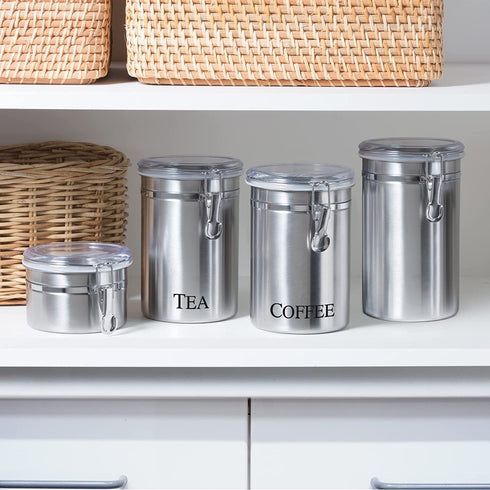 Oggi Coffee Canister, 5" x 7.75", Stainless Steel