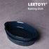 LEETOYI Porcelain Small Oval Au Gratin Pans, Baking Dish Set for 1 or 2 person servings, Bakeware with Double Handle for Kitchen and Home, Set of 2 (Navy)