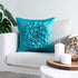 The White Petals Teal Throw Pillow Cover (3D Flower, 18x18 inch, Pack of 1)