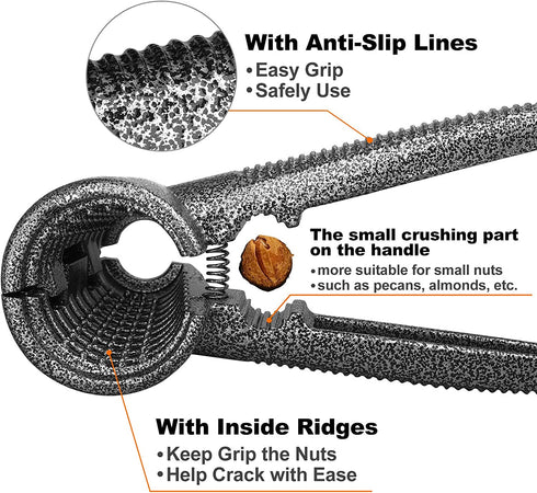 Anwenk Nutcracker Pecan Walnut Nut Crackers Bundle Heavy Duty Shell Seafood Cracker Tool with Non-Slip Handle