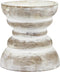 Stonebriar Antique White Wooden Pillar Candle Holder, Vintage Seaside Pillar Stand for Dining Table Centerpiece, Coffee Table, Mantel, Or Any Table Top, Small