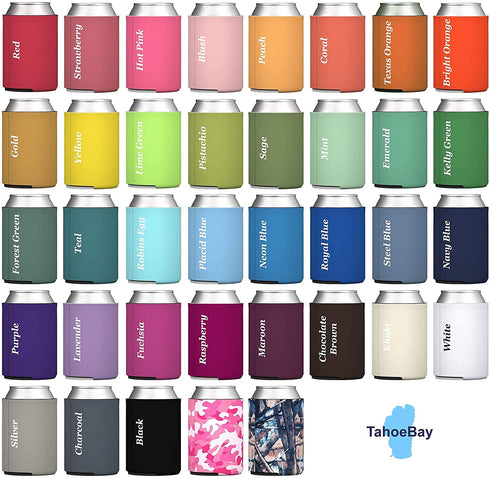 TahoeBay Blank Beer Can Coolers (25-Pack) Plain Bulk Collapsible Foam Soda Cover Coolies, Personalized Sublimation Sleeves for Weddings, Bachelorette Parties, HTV Projects (Multicolor)