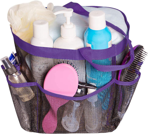 Attmu Mesh Shower Caddy Portable for College Dorm Room Essentials with 8 Pockets, Hanging Shower Caddy Basket Tote Bag Toiletry Accessories for Bathroom