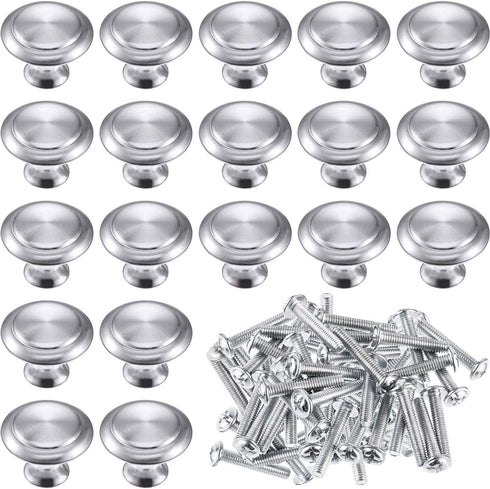 Bememo 24 Pack Silver Cabinet Knobs Kitchen Round Drawer Dresser Handles Kitchen Cabinet Round Pulls Hardware 1.06 x 0.79 Inch