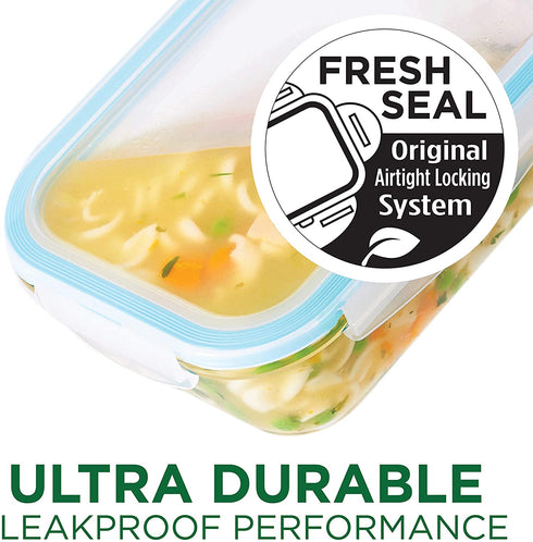 LocknLock Purely Better Glass Food Storage Container with Steam Vent Lid, Rectangle-68 oz, Clear