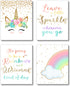 Brooke & Vine Unicorn Rainbow Little Girls Room Wall Decor Art Prints - (UNFRAMED 8 x 10) - Inspirational Kids Children’s Tween Posters for Home, Birthday Party, Bedroom, Bathroom, Playroom (Unicorn Rainbow)
