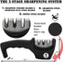 Knife Sharpeners for Steel and Ceramic Kitchen Knives - Manual Handheld System to Safely Sharpen and Hone your Knife - Includes Cut Resistant Glove and Blade Cloth (Black)