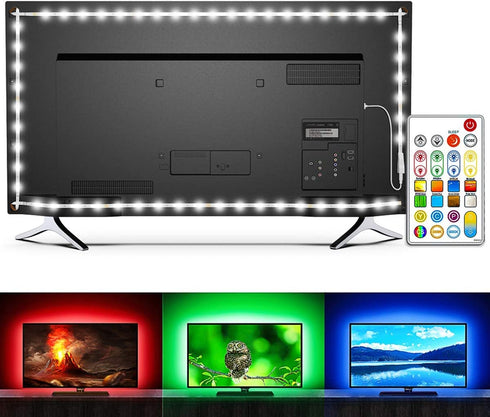 Bason TV Lights Behind, 6.56ft Ambient Light for 32-50inch TV with Upgraded 29 Keys Remote, 3000K Warm White and 6000K Ture White +RGB TV Backlight, USB TV Strip Lights for Gaming Room, HDTV, Monitor