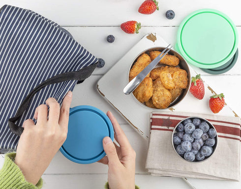 Timiuu Stainless Steel Lunch Box Food Storage Containers with Leak-proof Lids | Reusable Snack Food Nesting Containers for Kids or Adults | Set of 3, Eco-Friendly, BPA Free | 5oz, 8oz, 16oz