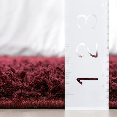 Well Woven Elle Basics | Emerson Shag Deep Red | Textured Mat Rug 2x4 (2'3" x 3'11")
