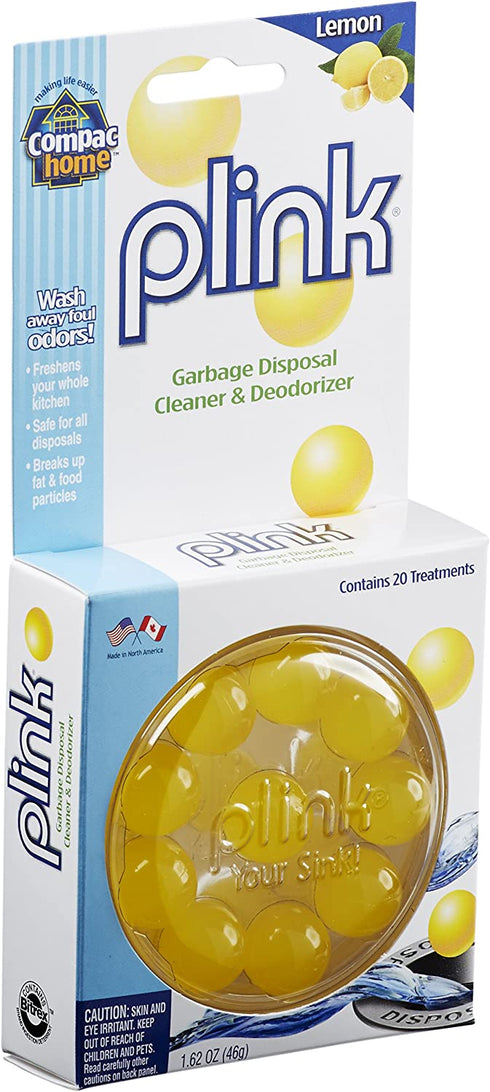 Compac Plink Garbage Disposal Cleaner and Deodorizer, Air Fresheners for Garbage Disposal, Home Accessory Cleaning Products for Kitchen, Drain Cleaners and Deodorizers, Lemon Scent, 20 Count