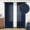 Navy Blue Sheer Curtains 84 Inches Long for Boys Bedroom 2 Panels Set Non See Through Semi Sheer Faux Cotton Soften Touch Drapes Blossy Wave Textured Silky Window Curtains for Living Room