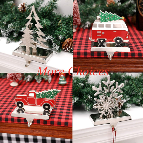 4 Pieces Animals Christmas Stocking Holders Set Mantel Hooks Hanger Xmas Safety Hang Grip Stockings Clip New Year Party Decor (4, Multi Hook)