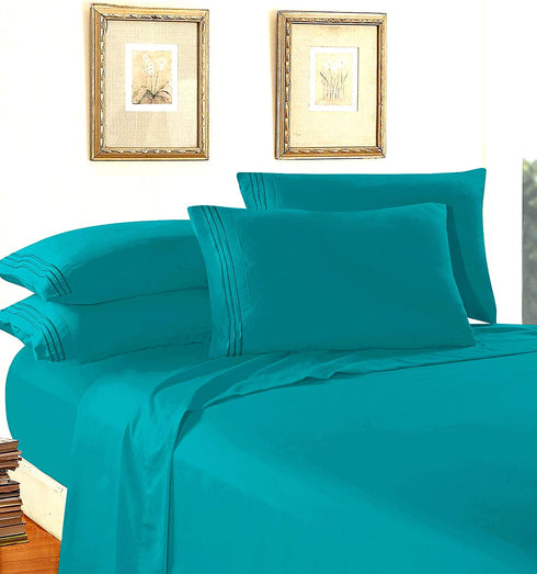 Elegant Comfort Luxury Soft 1500 Thread Count Egyptian 4-Piece Premium Hotel Quality Wrinkle Resistant Coziest Bedding Set, All Around Elastic Fitted Sheet, Deep Pocket up to 16inch, Queen, Turquoise