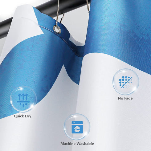 Feagar Fabric Shower Curtain for Bathroom, Blue Cute Whale Shower Stall Curtain with 12 Reinforced Grommets and Hooks, Weighted Hem, Waterproof, Machine Washable, Kids Bathtub Hotel Decor, 72"W x 72"H