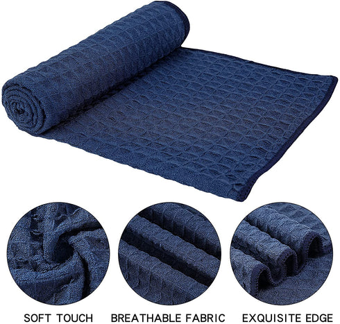 Homaxy Premium Microfiber Waffle Weave Kitchen Towels, 16 x 28 Inch Ultra Absorbent and Solid Color Dish Towels, 4 Pack, Navy Blue