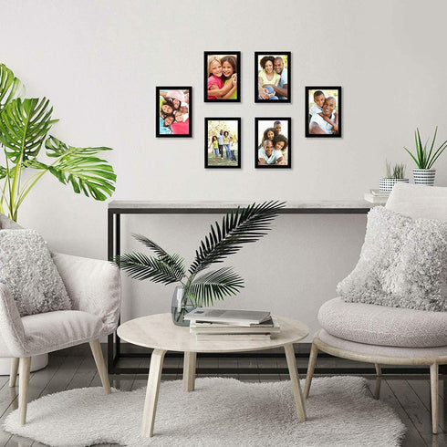 Americanflat 6 Piece 4x6 Black Picture Frame Set with Polished Glass - Horizontal and Vertical Formats for Wall and Tabletop