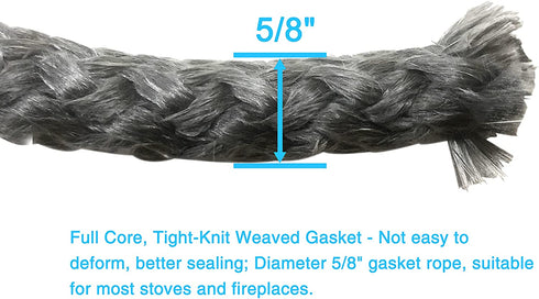 Protalwell Wood Stove Door Gasket, 5/8inch Stove Gasket Rope, Fireplace Door Gasket Replacement, Grey Color, 72inch Length Fireproof Rope Gasket€¦