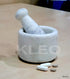 KLEO 2.5" Diameter White Marble Stone Mortar and Pestle Set Spice, Medicine Pills Grinder Masher - SMALL SIZE