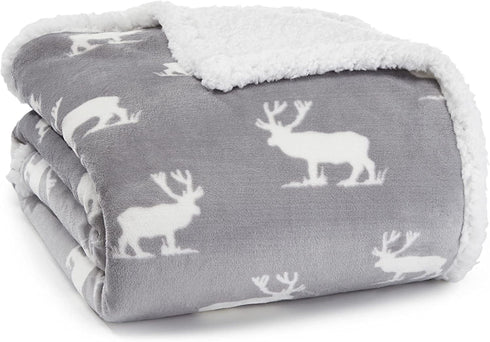Eddie Bauer Ultra-Plush Collection Throw Blanket-Reversible Sherpa Fleece Cover, Soft & Cozy, Perfect for Bed or Couch, Elk Stance Grey