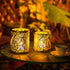 Romadedi Candle Holders Pillar Gold - Set of 2 for Tealight Pillar Candle Deocrative Hanging Lantern for Garden, Wedding Party Home Decor Table Centerpiece Indoor Outdoor