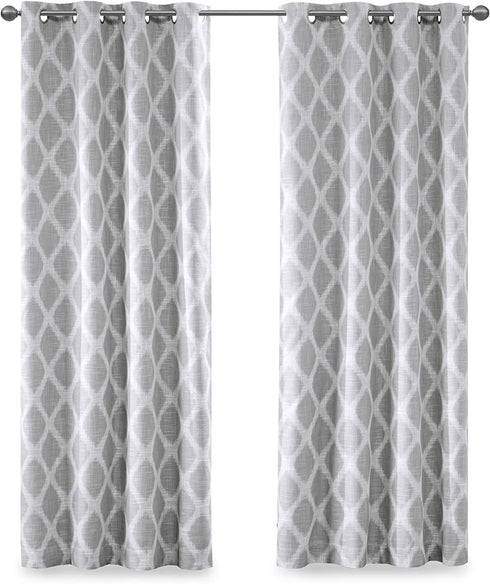 SUNSMART Blakesly Blackout Curtains Patio Window, Ikat Print, Grommet Top Living Room Decor, Thermal Insulated Light Blocking Drape for Bedroom and Apartments, 50" x 63", Grey