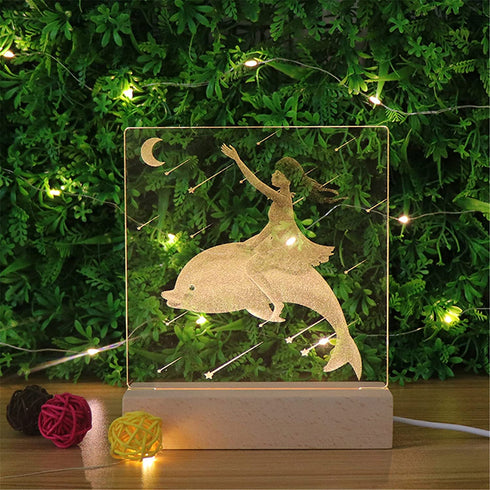 SYWAN 2Pack 6 inch Wood Rectangle Display Pedestal,Wooden Rectangle Led Lights Display Base for Acrylic and Plexiglass,Wood Night LED Light Lamp Base