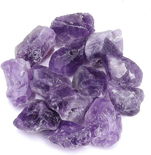 Top Plaza Bulk Amethyst Healing Crystals Rough Stones - Large 1" Natural Raw Stones Crystal for Reiki Healing, Wicca, Witchcraft, Tumbling, Cabbing, Fountain Rocks, Decoration, Polishing 0.5lb
