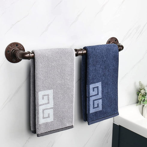 NearMoon Industrial Pipe Towel Bar, Heavy Duty Bathroom Hardware Towel Bar Accessory, Wall Mounted DIY Rustic Iron Bathroom Towel Rack Holder (18 Inch, Bronze)