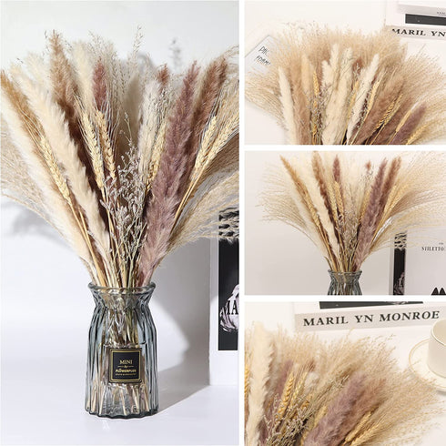 70Pcs Boho Pampas Grass Large,Fluffy Artificial Pampas Grass Decor Tall,Non Shedding Natural Dried Pompass Grass Branches,Pampas Plants for Flower Arrangements Wedding Home Decor