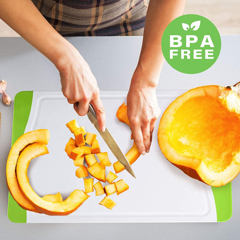 Neoflam 53104 2 Piece Poly Cutting Board Set with Microban Antimicrobial Protection, White/Green, 17 x 12/14.5 x 10 by Neoflam