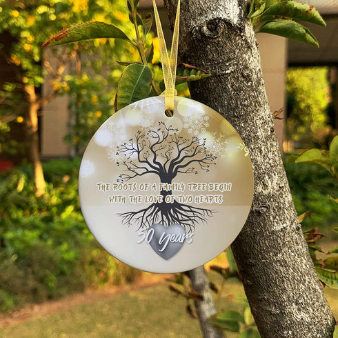 50th Anniversary Wedding Ornament 2022 for Couple,50 Years as Mr and Mrs,Wedding for Fifty Years,Ceramic Ornament for 50th Husband&Wife Married Decoration with Ribbon,Gift Box (2.9")