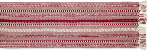 DII Farmhouse Braided Stripe Table Runner Collection, 15x72, Barn Red