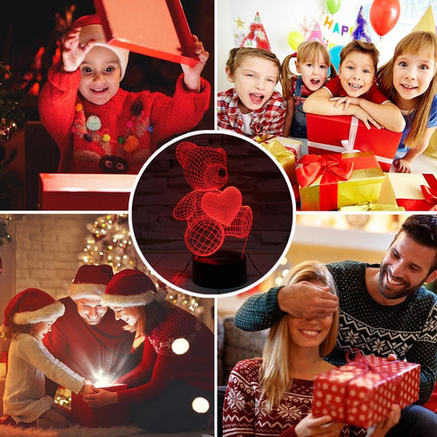 Night Light 3D lamp 7 Colors Changing Nightlight with Smart Touch & Remote Control 3D Night Light for Kids or as Gifts for Women Kids Girls Boys (Teddy Bear)
