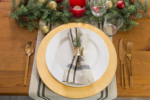 DII Kitchen Essentials Everyday French Stripe Tabletop Collection, Napkin Set, 20x20, Taupe/Black, 6 Piece