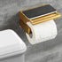 HITSLAM Gold Toilet Paper Holder, Stick on Brushed Brass Toilet Paper Holder with Shelf, Self Adhesive No Drill or Wall-Mount with Screws for Bathroom