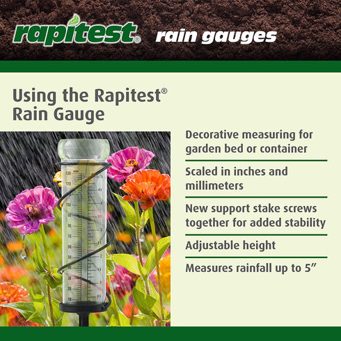 Luster Leaf 1646 Rapitest Spiral Metal Rain Gauge with Stake, Metal Spiral Rain Gauge w/ Stake