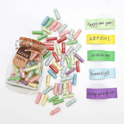 Capsule Letters Message in a Bottle - Love Letter for Valentine's Day, Birthday - Cute Things Gifts for Boyfriend/Girlfriend (Mixed Color 30pcs)