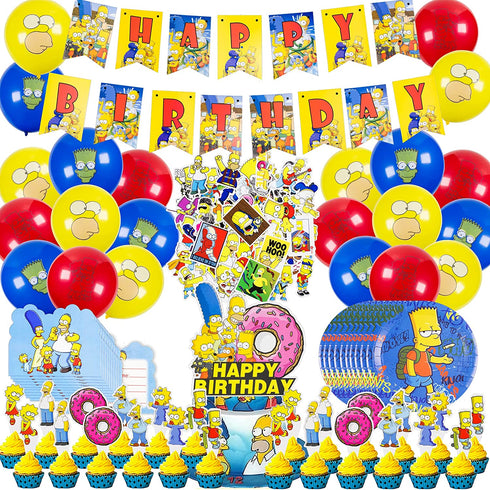 131Pcs Birthday Party Supplies, Birthday Decorations Set for Boys and Girls Include Banner, Cake Topper, Cupcake Toppers, Plates, Stickers, Balloons, Birthday Party Decorations for Kids