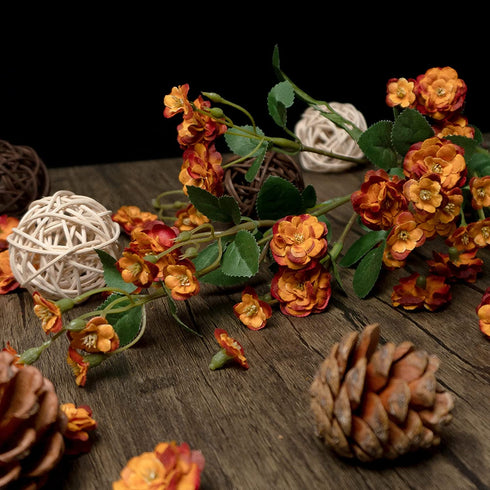 Burnt Orange Small Roses, 6 pcs Fall Artificial Flowers, 26 Flower Heads per one, a Total of 156 Flower Heads, Suitable Family DIY Wedding Party Table Bride Holding and Other Home Autumn Decoration
