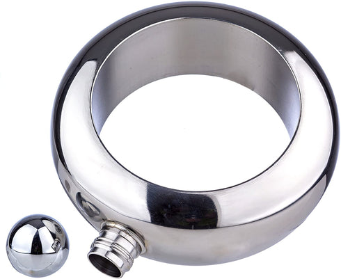 Bangle Bracelet Wine/Alcohol 3.5 oz Flask - Stainless Steel Black and Silver Creative Gift Set for Women - Bonus Funnel Included