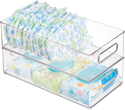 iDesign Plastic Portable Deep Storage Bin with Handles for Organizing Refrigerator, Freezer, Pantry, BPA-Free, Clear