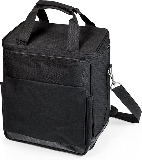 LEGACY - a Picnic Time Brand Cellar Insulated Six Bottle Wine Tote, Black,12.5 x 11 x 13 Inches