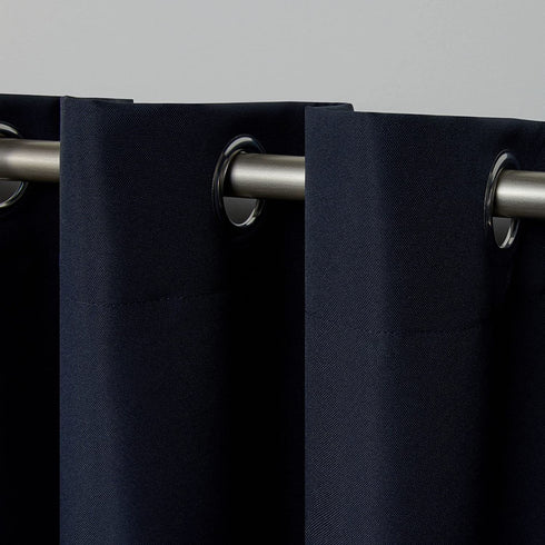 Exclusive Home Indoor/Outdoor Solid Cabana Grommet Top Curtain Panel, Navy, 54x96, 2 Piece