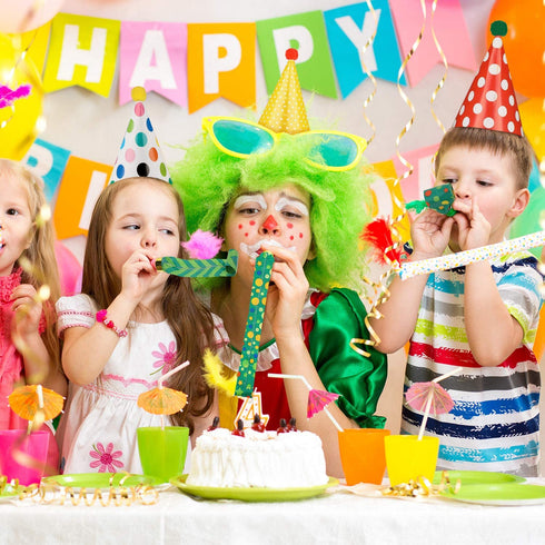 59 Pieces Birthday Party Cone Hats with Colorful Party Blowers and Metallic Fringed Noise Makers Birthday Blowouts Horns Whistles Musical Noisemakers Birthday Party Supplies and Favors for Kids