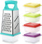 Marco Almond KYA57B Box Grater,Stainless Steel Grater with 4 Sides,Slicer 5 Piece Set, Potato,Cheese,Cucumber,Salad Vegetables Graters Peelers, Dishwasher safe, Turquoise