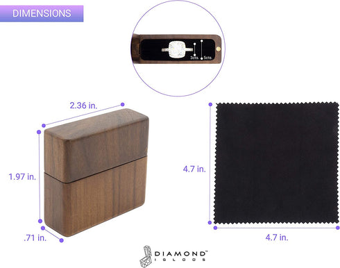 DIAMOND IGLOOS Handcrafted Black Walnut Ring Box with Jewelry Cleaning Cloth - Wood Ring Box - Ring Box for Proposal - Engagement Ring Box - Small Ring Box - Slim Ring Box