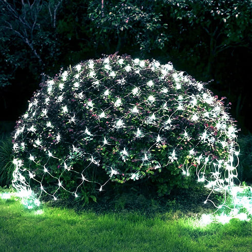 JMEXSUSS 200 LED Net Lights Plug in Mesh Lights, 8 Modes 9.8ft x 6.6ft Net Lights Outdoor Mesh Lights, Waterproof Christmas Net Lights for Bushes(White)